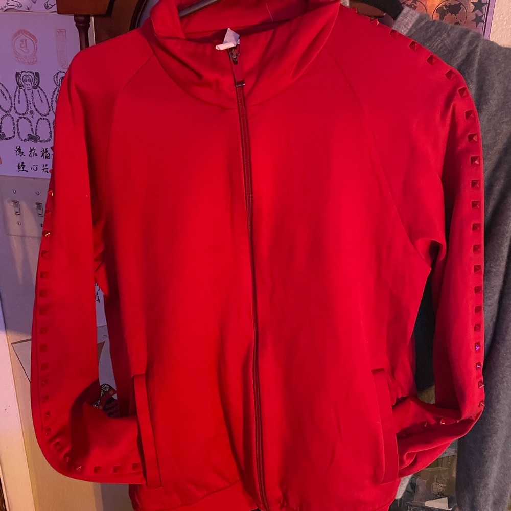 Valentino rock stud red studded jacket
